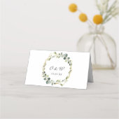 Modern Eucalyptus Wreath Lijst Wedding Plaatskaartje (Achterkant)