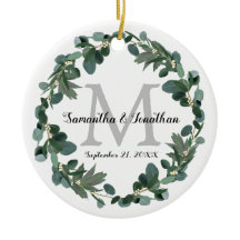Modern Eucalyptus Wreath Monogram Weddenschap