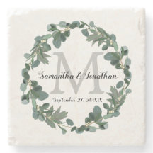 Modern Eucalyptus Wreath Monogram Weddenschap