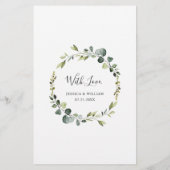 Modern Eucalyptus Wreath Weddenrenmenu (Achterkant)