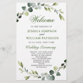 Modern Eucalyptus Wreath Wedding Ceremony Programm (Voorkant)