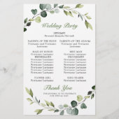 Modern Eucalyptus Wreath Wedding Ceremony Programm (Achterkant)