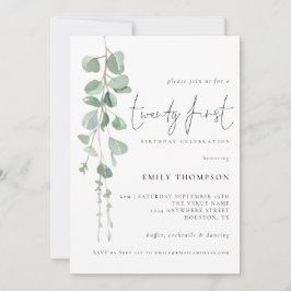 Modern Eucalyptusscript 21st verjaardag Kaart