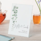 Modern Eucalyptusscript geeft kaartjes bruiloft Reclamebord Met Voetstuk (Insitu)