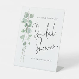 Modern Eucalyptusscript Welkom bij Vrijgezellenfee Reclamebord Met Voetstuk