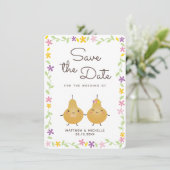 Modern eulegant perfect paardenhuwelijk sparen de  save the date (Staand voorkant)