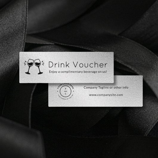 Modern Event Business Logo Silver Drink Voucher Mini Visitekaartje