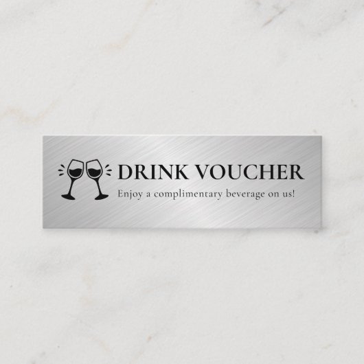 Modern Event Business Logo Silver Drink Voucher Mini Visitekaartje (Voorkant)