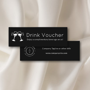 Modern Event Business Logo Zwarte Drink Voucher Mini Visitekaartje