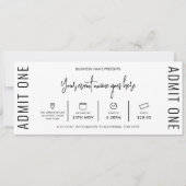 Modern Event Ticket Business Logo Gala Toegangspas Kaart (Voorkant)