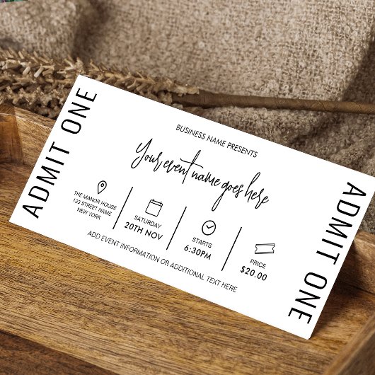 Modern Event Ticket Business Logo Gala Toegangspas Kaart