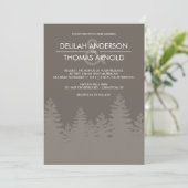 Modern Evergreen Tree Silhouette Winter Wedding Kaart (Staand voorkant)