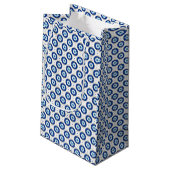 Modern Evil Eye Pattern Blue & Gold Protection Klein Cadeauzakje (Achterkant Gekanteld)