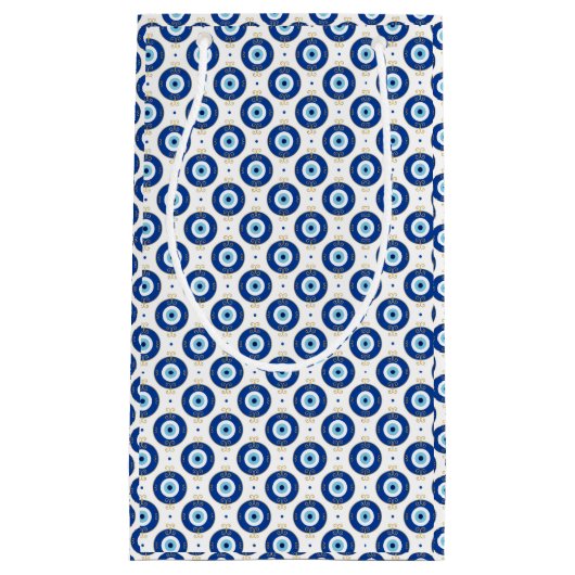Modern Evil Eye Pattern Blue & Gold Protection Klein Cadeauzakje (Voorkant)