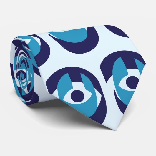 Modern Evil Eye Pattern Stropdas – Stijlvolle Naza (Opgerold)