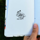 Modern Ex Libris Bloem Vlinder, Boek Rubberstempel