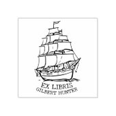 Modern Ex Libris Scheeps Nautische Bibliotheek Boe Rubberstempel (Afrduk)