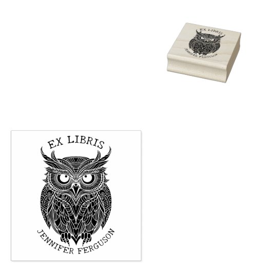 Modern Ex Libris  Uil, Aangepast boek Rubberstempel (Gestempeld)