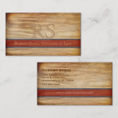 Modern Executive Wood Grain Custom Monogram Visitekaartje (Voorkant / Achterkant)