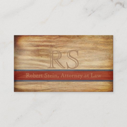 Modern Executive Wood Grain Custom Monogram Visitekaartje (Voorkant)