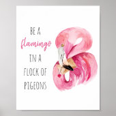 Modern Exotic Pink Watercolor Flamingo With Quote Poster (Voorkant)
