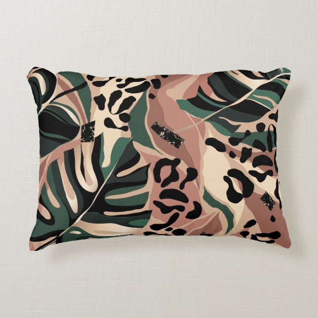 Modern exotisch patroon met luipaard. Creatief Accent Kussen (Voorkant)