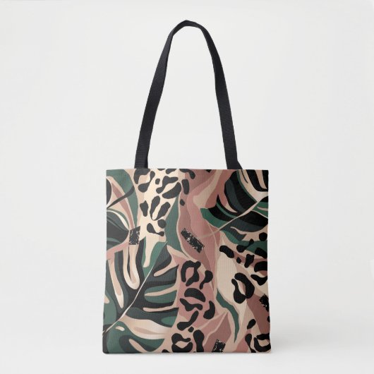 Modern exotisch patroon met luipaard. Creatief Tote Bag (Voorkant)