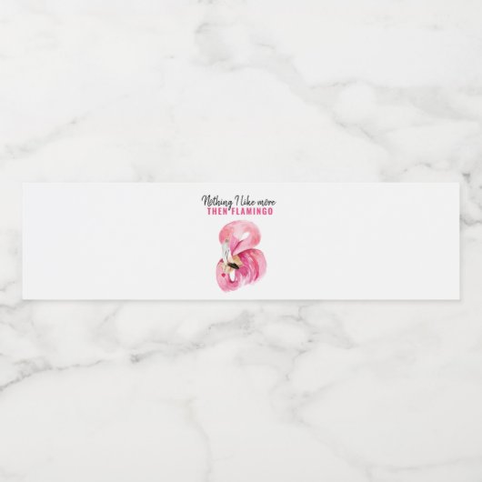 Modern Exotisch Roze Waterverf Flamingo Cadeau Waterfles Etiket (Enkel label)