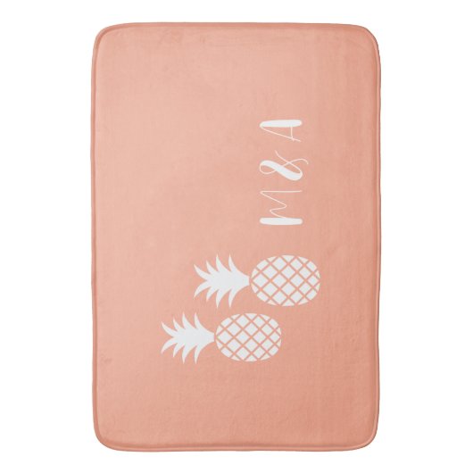 Modern Exotisch Roze Witte Ananas Patroon Badmat (Voorkant Verticaal)