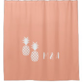 Modern Exotisch Roze Witte Ananas Patroon Douchegordijn (Voorkant)