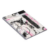 Modern expressief roze en zwart abstract geschilde notitieboek (Rechterzijde)