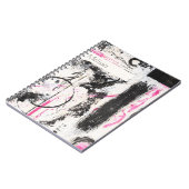 Modern expressief roze en zwart abstract geschilde notitieboek (Linkerzijde)