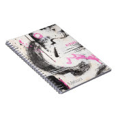 Modern expressief roze en zwart abstract geschilde notitieboek (Rechterzijde)