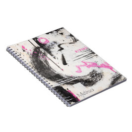 Modern expressief roze en zwart abstract geschilde notitieboek