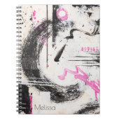 Modern expressief roze en zwart abstract geschilde notitieboek (Voorkant)