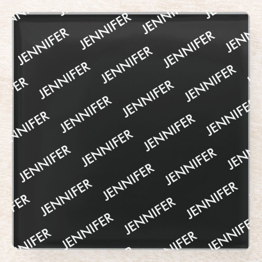 Modern extravagant noem het gepersonaliseerd zwart glazen onderzetter (Voorkant)