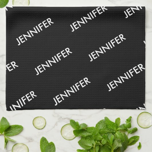 Modern extravagant noem het gepersonaliseerd zwart theedoek (Gevouwen)