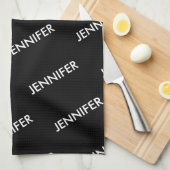 Modern extravagant noem het gepersonaliseerd zwart theedoek (Quarter Fold)