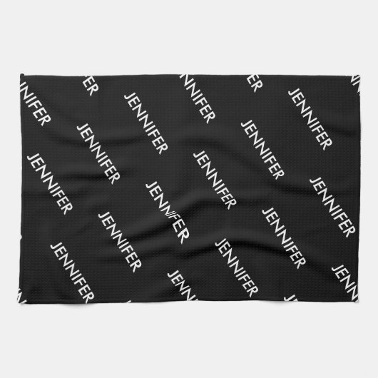 Modern extravagant noem het gepersonaliseerd zwart theedoek (Horizontaal)