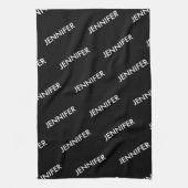 Modern extravagant noem het gepersonaliseerd zwart theedoek (Verticaal)