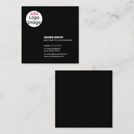 Modern extravagant  zwart vierkante visitekaartje (Voorkant / Achterkant)