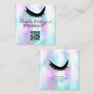 Modern Eyelash Girly Salon Beauty Faux Holographic Vierkante Visitekaartje