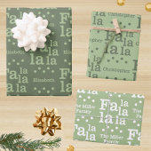 Modern Fa La Green Simple Add Name Christmas Inpakpapier Vel