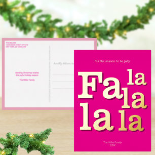 Modern Fa La Hot Pink Eenvoudige Chic Trendy Goud Folie Feestdagen Briefkaart