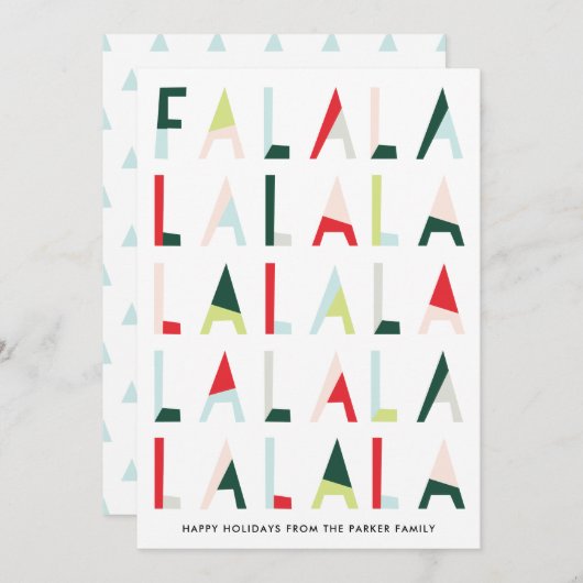 Modern Fa la kerstpine Feestdagenkaart (Voorkant / Achterkant)