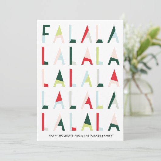 Modern Fa la kerstpine Feestdagenkaart (Staand voorkant)