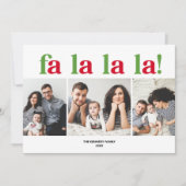 Modern Fa La La La 3-fotokerstkaart Kaart (Voorkant)