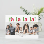 Modern Fa La La La 3-fotokerstkaart Kaart (Staand voorkant)