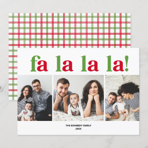 Modern Fa La La La 3-fotokerstkaart Kaart