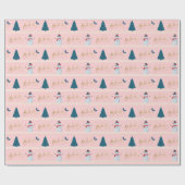 Modern Fa La La La Stripe kerstboom & Snowman Cadeaupapier (Vlak)